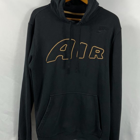 Rare! NIKE AIR UPTEMPO HOODIE JACKET Sportswear Pullover Mens Large Black Gold - Picture 1 of 7